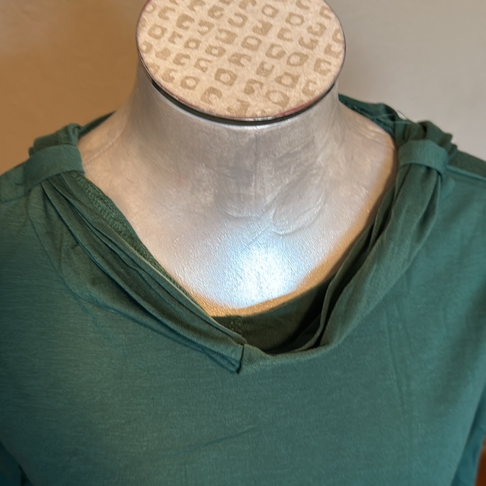 NWT TEMU Green Ruffled Double Belt Hoodie Fashion with Long Sleeve- X-Large - Picture 4 of 16
